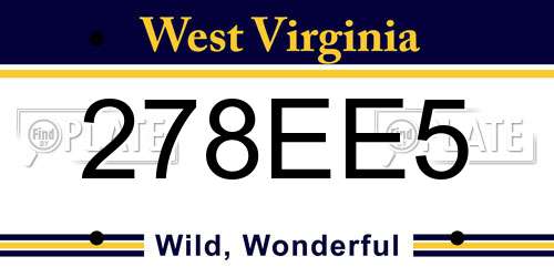 278EE5 West Virginia License Plate