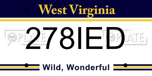 278IED West Virginia License Plate