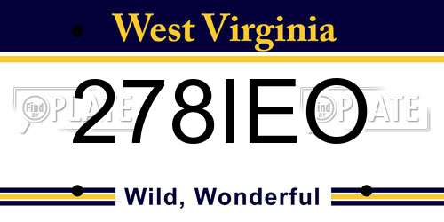 278IEO West Virginia License Plate