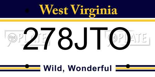 278JTO West Virginia License Plate