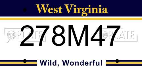 278M47 West Virginia License Plate