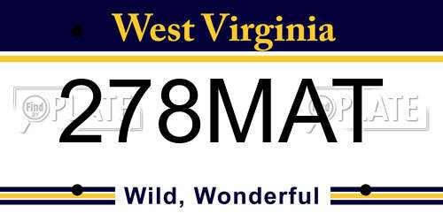278MAT West Virginia License Plate
