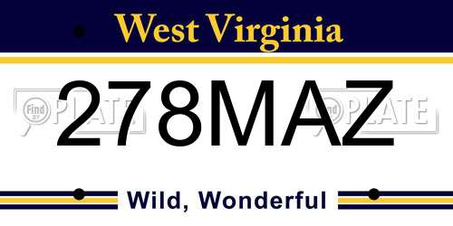278MAZ West Virginia License Plate