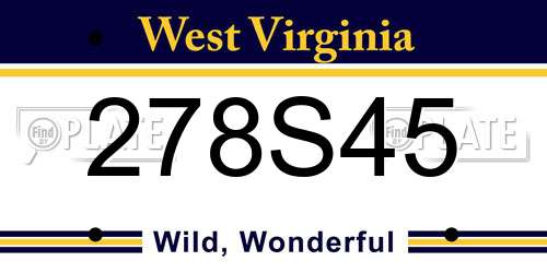 278S45 West Virginia License Plate