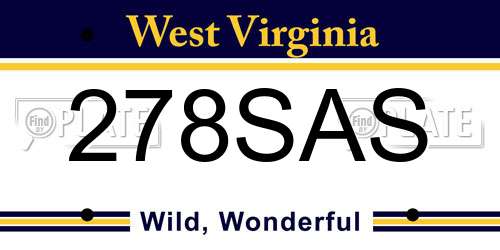 278SAS West Virginia License Plate