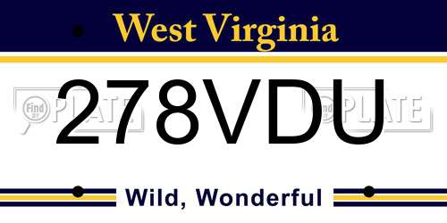 278VDU West Virginia License Plate