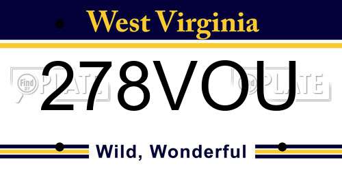 278VOU West Virginia License Plate