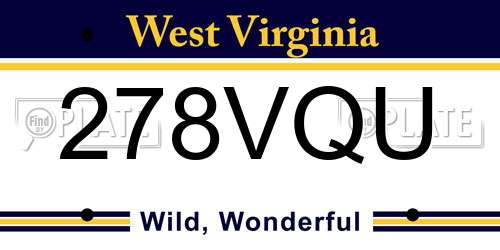 278VQU West Virginia License Plate