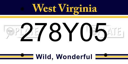 278Y05 West Virginia License Plate