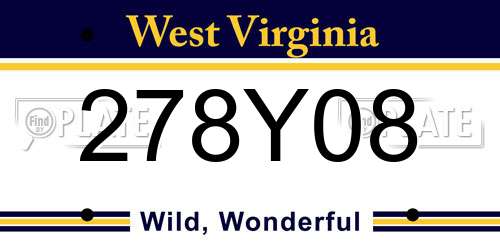 278Y08 West Virginia License Plate