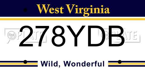 278YDB West Virginia License Plate