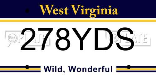 278YDS West Virginia License Plate