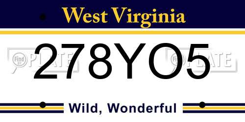 278YO5 West Virginia License Plate