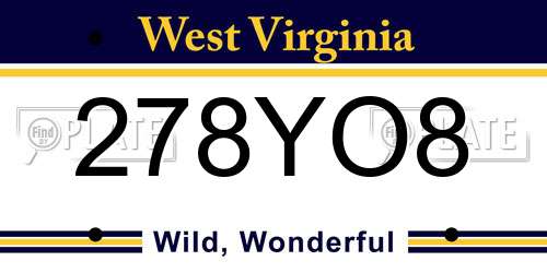 278YO8 West Virginia License Plate