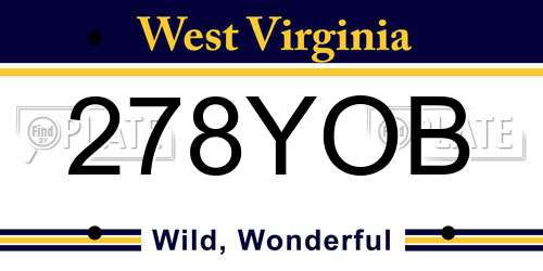 278YOB West Virginia License Plate