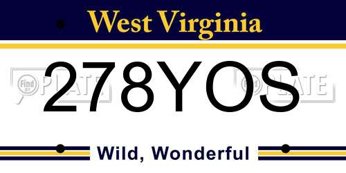 278YOS West Virginia License Plate