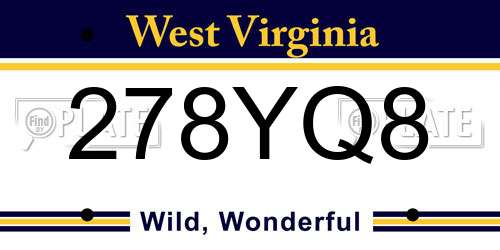 278YQ8 West Virginia License Plate