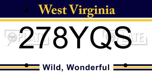 278YQS West Virginia License Plate