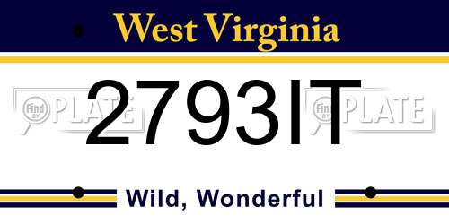 2793IT West Virginia License Plate