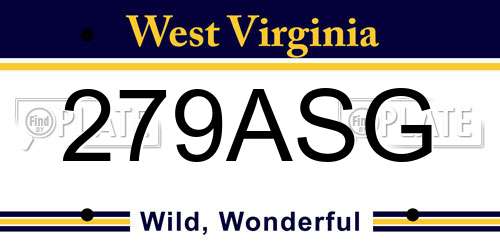 279ASG West Virginia License Plate