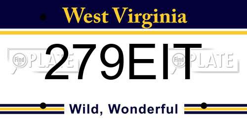 279EIT West Virginia License Plate