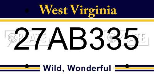 27AB335 West Virginia License Plate