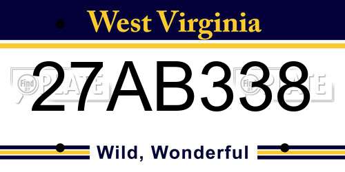27AB338 West Virginia License Plate