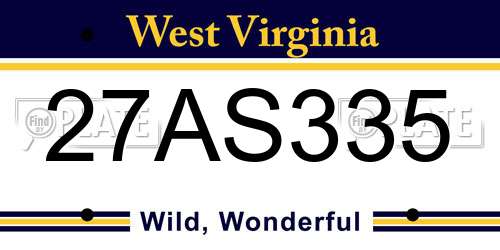 27AS335 West Virginia License Plate