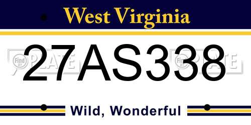 27AS338 West Virginia License Plate