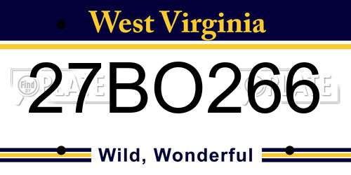 27BO266 West Virginia License Plate