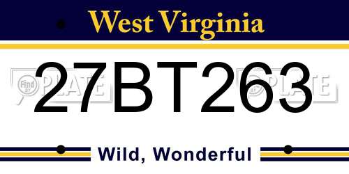 27BT263 West Virginia License Plate