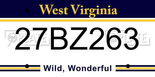 27BZ263 West Virginia License Plate