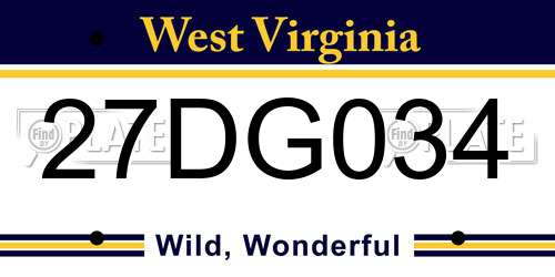 27DG034 West Virginia License Plate