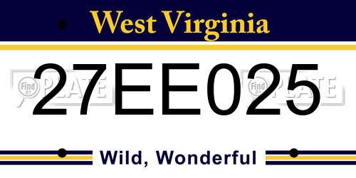 27EE025 West Virginia License Plate