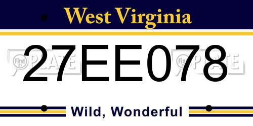 27EE078 West Virginia License Plate