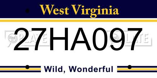 27HA097 West Virginia License Plate