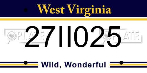 27II025 West Virginia License Plate