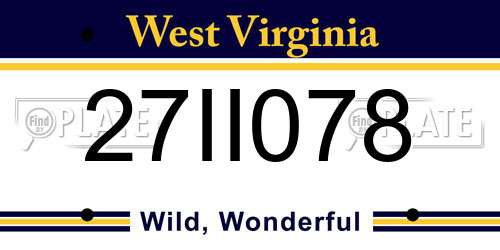 27II078 West Virginia License Plate