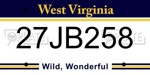 27JB258 West Virginia License Plate