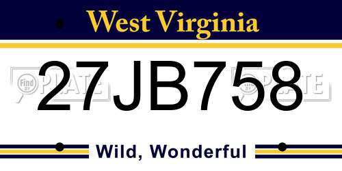 27JB758 West Virginia License Plate