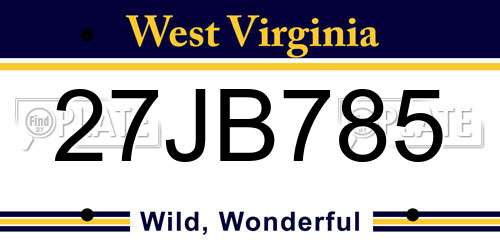 27JB785 West Virginia License Plate