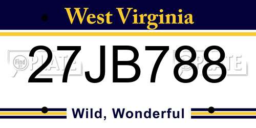 27JB788 West Virginia License Plate