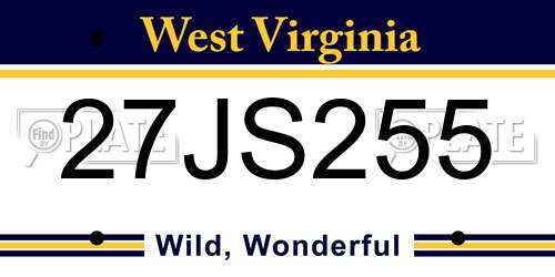 27JS255 West Virginia License Plate