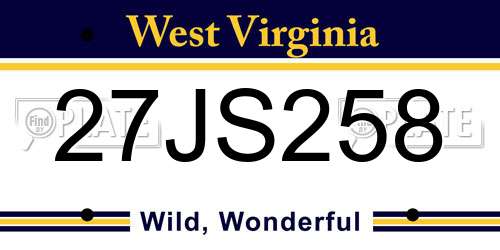 27JS258 West Virginia License Plate