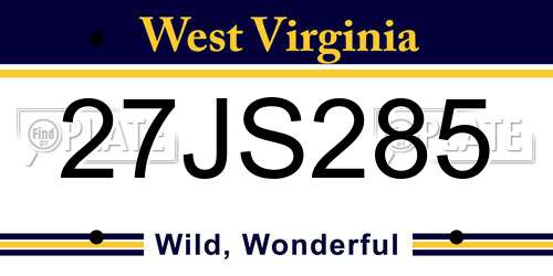 27JS285 West Virginia License Plate