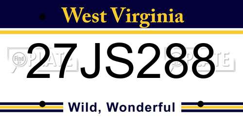 27JS288 West Virginia License Plate
