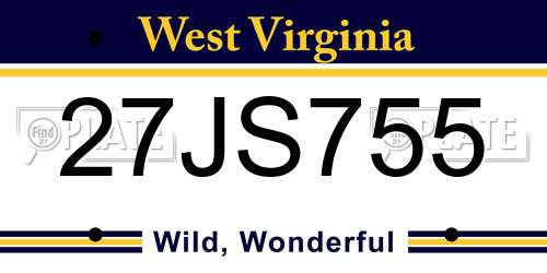 27JS755 West Virginia License Plate