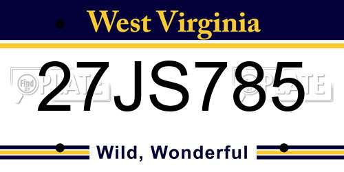 27JS785 West Virginia License Plate