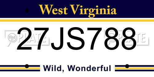 27JS788 West Virginia License Plate