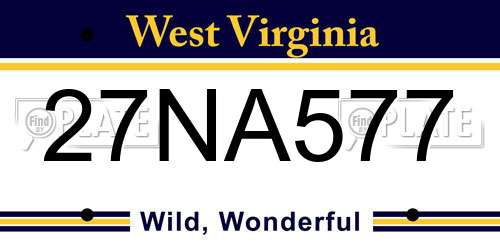 27NA577 West Virginia License Plate